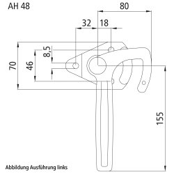 Winkelhebelverschluss, links, Größe 1