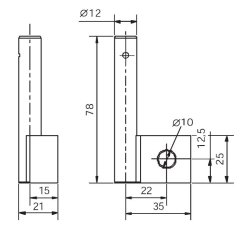 Scharnierbolzen, &Oslash; 12 x 78 mm, Bohrung &Oslash; 10 mm