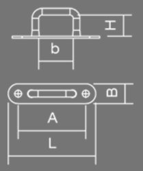 Riemenkrampe, 15 x 49 mm, Lochabstand 34 mm