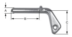 Vorsteckbolzen, Ø 12 x 76 x 68 mm, m. Kette/Haken