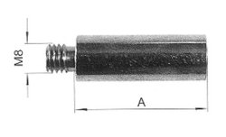 Distanzst&uuml;ck, M8 x 34 mm, f. Gasfedern