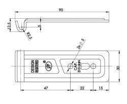 KARTT Gegenhalter, 30 x 89 x 18,5  mm, gerade