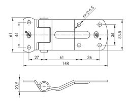 Scharnier (ZW-02.115), 61 x 148 x 20,5 mm