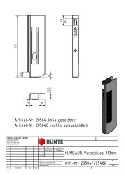 Aluminiumverschluss, links, 313 mm, GH unten