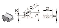 HESTAL Führungsunterlage, 24 x 11 mm, Ø 16,5 mm