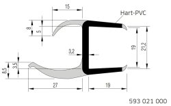 Dichtung, 2700 mm, 2-lippig, f. U-Profil 21 mm