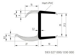 Dichtung, 2700 mm, 2-lippig, f. U-Profil 27 mm