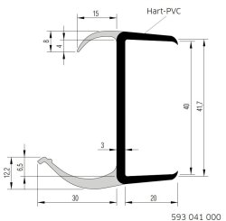 Dichtung, 2700 mm, 2-lippig, f. U-Profil 40 mm