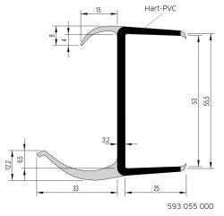 Dichtung, 2700 mm, 2-lippig, f. U-Profil 55 mm