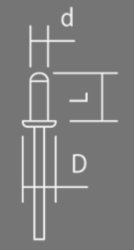 Blindniet, Ø 4,8 x 8 mm, Klemmbereich 3-4,5 mm