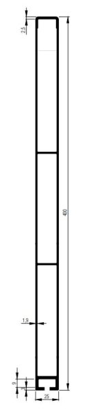 Bordwand-Rasterprofil einteilig, 25 x 400 mm