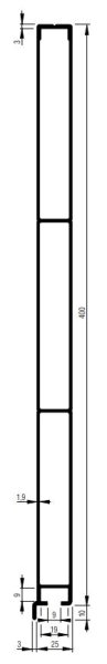 Bordwand-Rasterprofil einteilig, 25 x 400 mm