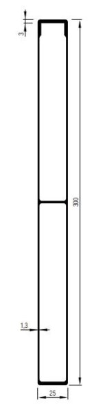 Bordwandprofil einteilig, 25 x 300 mm