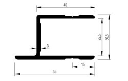 Bordwand-Einfassprofil, 30,5 x 55 mm, LB 25,5 mm