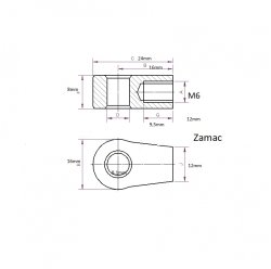 Auge flach M6, Ø 8,2 mm, wirksame Länge 16 mm