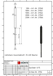 Gasfeder 6/15, 25-400 N, 284 mm, 125 mm Hub